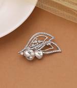 White color leaf design brooch designer look