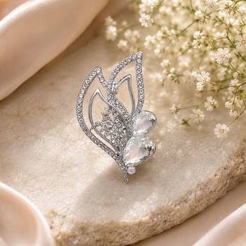 White color leaf design brooch designer look 2