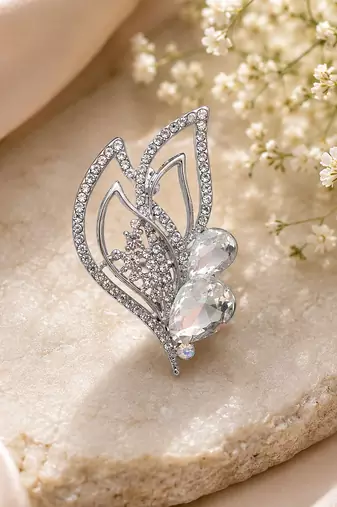 White color leaf design brooch designer look