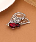 Red color leaf design brooch trendy fashion wear