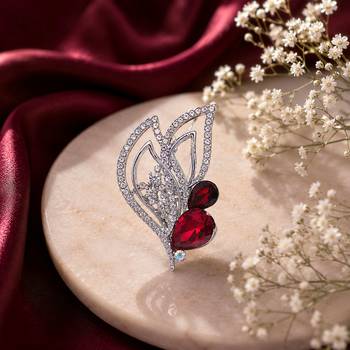 Red color leaf design brooch trendy fashion wear 2