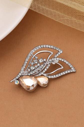 Light yellow color leaf design brooch elegant style