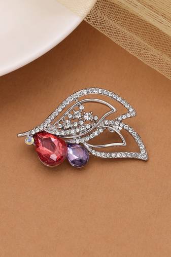 Multi color leaf design brooch modern fashion look