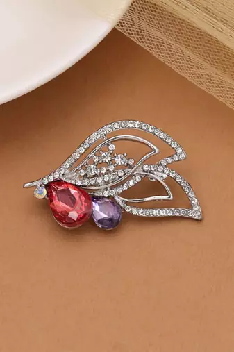 Multi color leaf design brooch modern fashion look