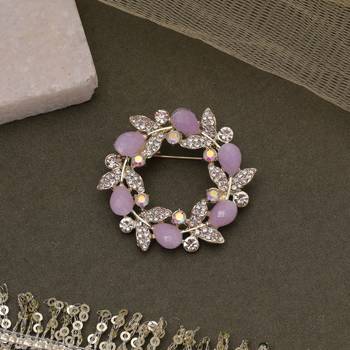 Lavender color floral design brooch stylish fashion 1