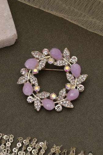 Lavender color floral design brooch stylish fashion