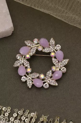 Lavender color floral design brooch stylish fashion