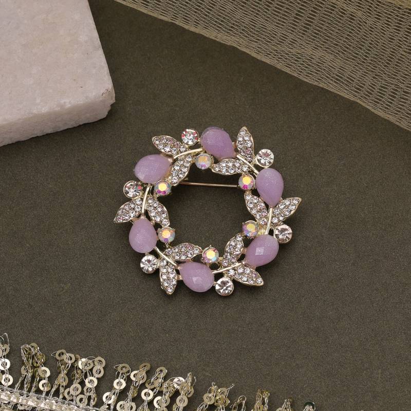 Lavender color floral design brooch stylish fashion