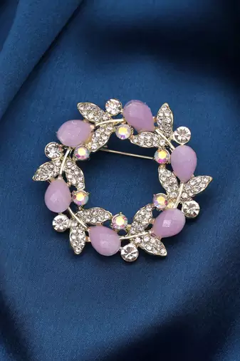 Lavender color floral design brooch stylish fashion