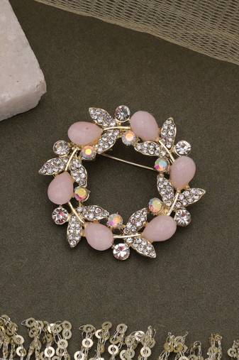 Light pink color floral design brooch designer appeal