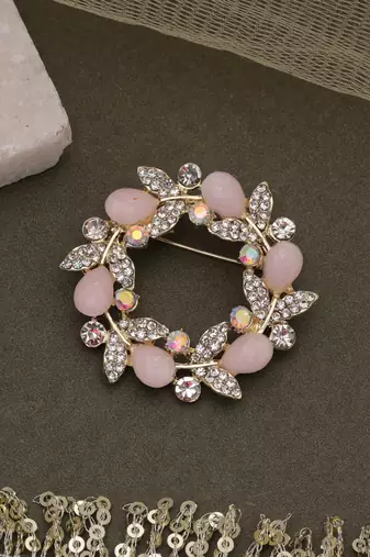 Light pink color floral design brooch designer appeal