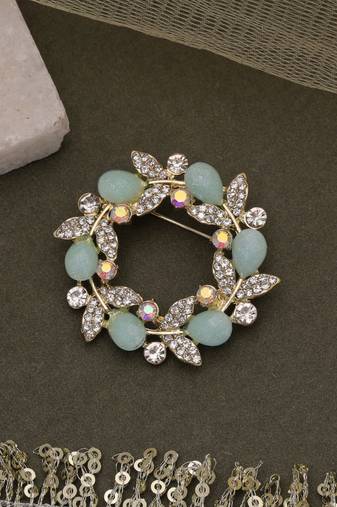 Pastel green color floral design brooch trendy wear