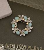 Pastel green color floral design brooch trendy wear