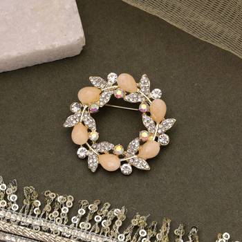 Pastel orange color floral design brooch premium look 1