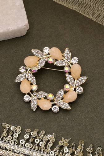 Pastel orange color floral design brooch premium look