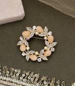 Pastel orange color floral design brooch premium look