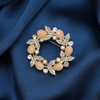 Pastel orange color floral design brooch premium look 2