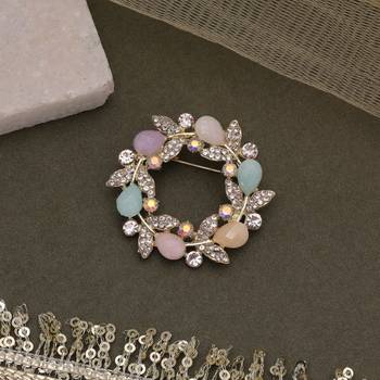 Multi color floral design brooch modern style 1