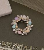 Multi color floral design brooch modern style