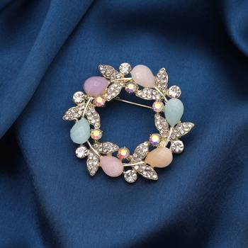 Multi color floral design brooch modern style 2