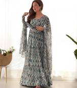Women's Beautiful Printed Fox Georgette Fabric Flared Anarkali Pant and Dupatta Set