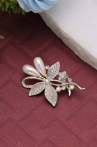 White color floral design brooch party wear style