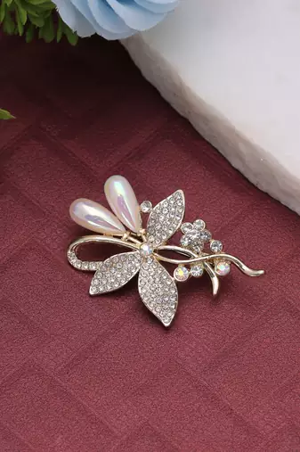 White color floral design brooch party wear style