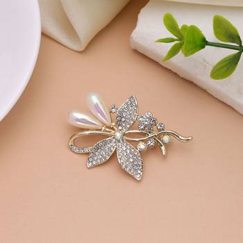 White color floral design brooch party wear style 2