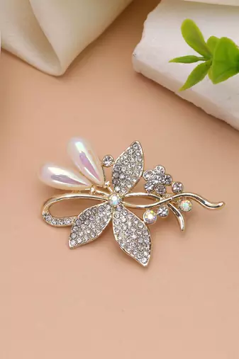 White color floral design brooch party wear style