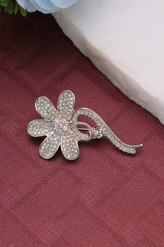 White color floral design brooch premium finish