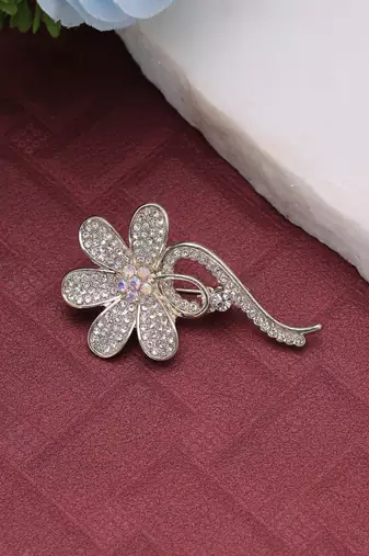 White color floral design brooch premium finish