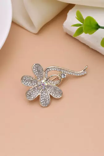 White color floral design brooch premium finish