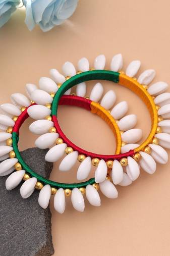 Multi color thread bangle set handmade traditional design
