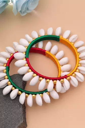 Multi color thread bangle set handmade traditional design