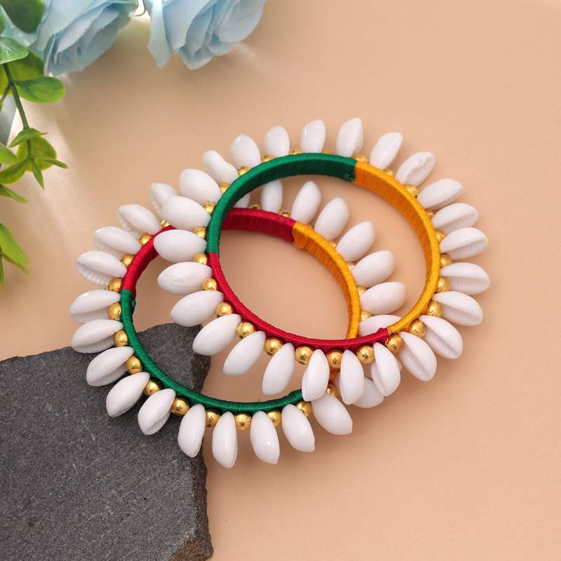 Multi color thread bangle set handmade traditional design