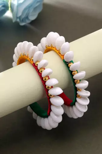 Multi color thread bangle set handmade traditional design