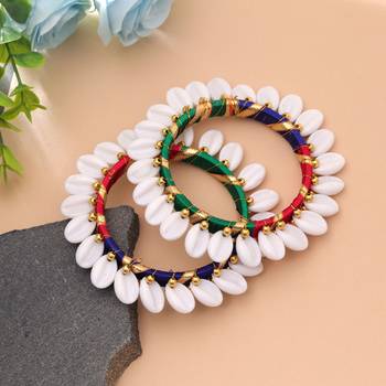 Multi color thread bangle set stylish traditional wear 1