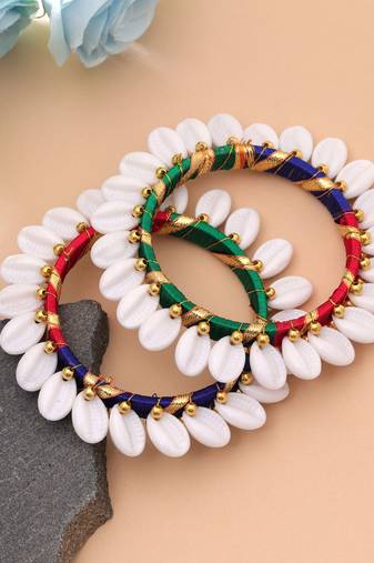Multi color thread bangle set stylish traditional wear