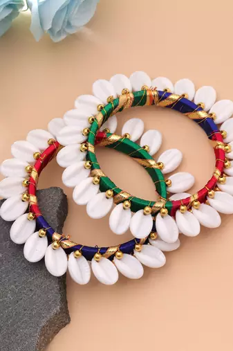 Multi color thread bangle set stylish traditional wear