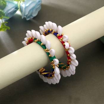 Multi color thread bangle set stylish traditional wear 2