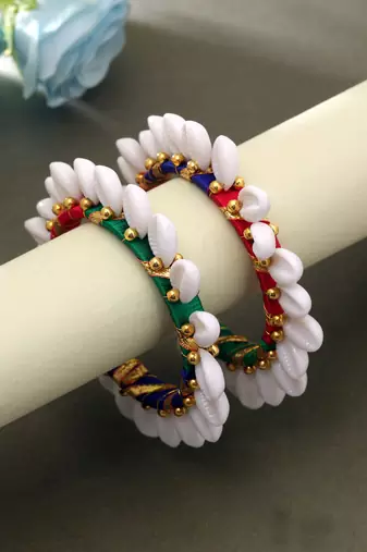 Multi color thread bangle set stylish traditional wear