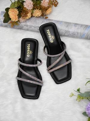 Black sparkly faux leather square toe block heel sandals for wome 3