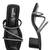 Black sparkly faux leather square toe block heel sandals for wome
