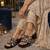 Black crystal embellished artificial leather block heels for women