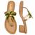 Tan beaded faux leather palm tree block heel sandals for women