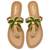 Tan beaded faux leather palm tree block heel sandals for women