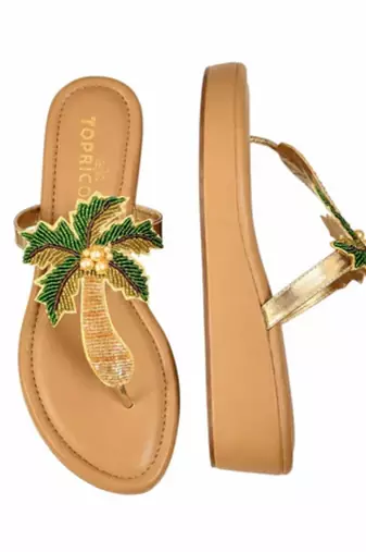 Tan beaded embroidered faux leather platform heels for women