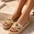 Tan embellished faux leather jute platform wedges for women