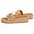 Tan embellished faux leather jute platform wedges for women