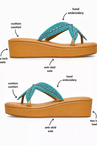 Tan starfish embellished faux leather platform slides for women
